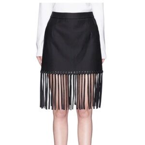 Alexander Wang Black Mini Skirt with Leather Fringe